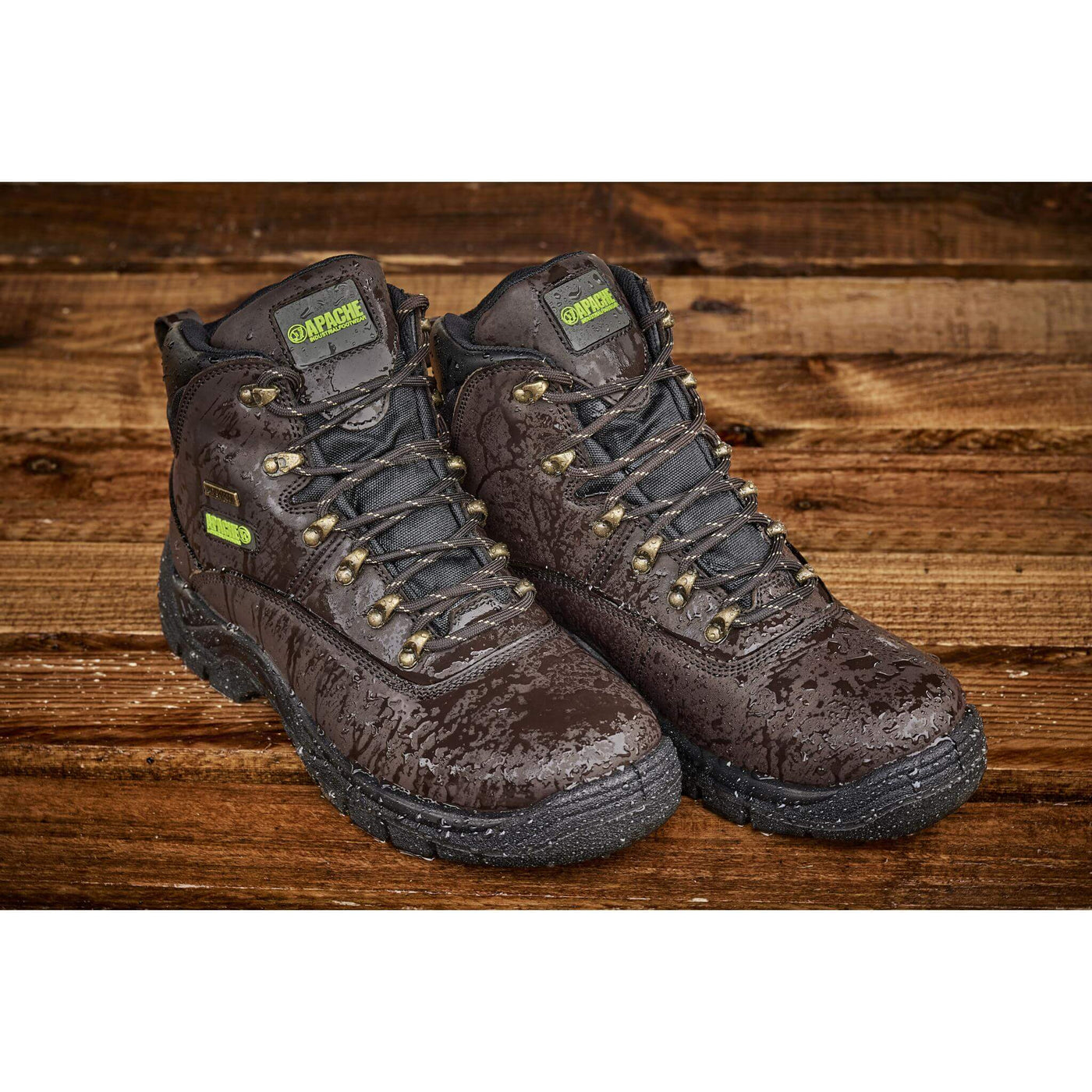 Apache SS813SM Brown Waterproof Safety Hiker Boots Brown Model 1 #colour_brown