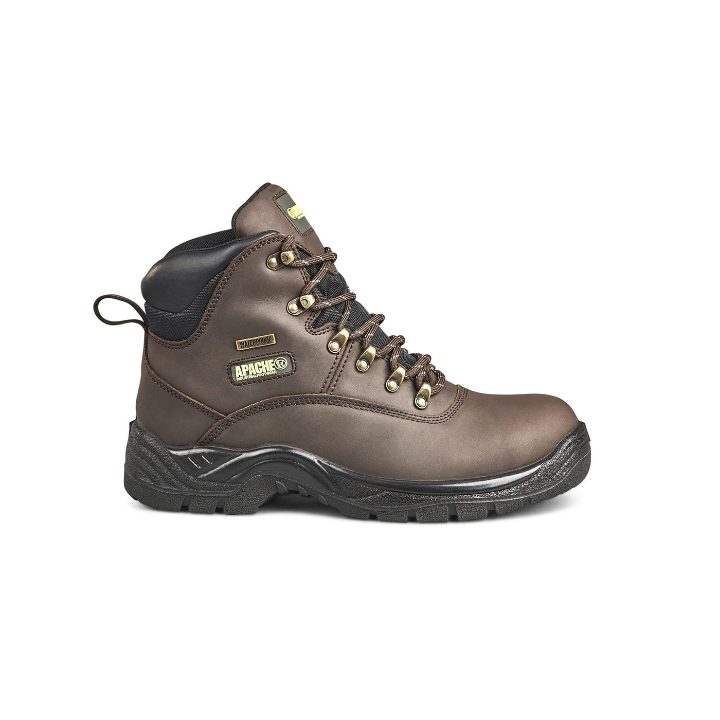 Apache SS813SM Brown Waterproof Safety Hiker Boots Brown Top and Bottom 1 #colour_brown