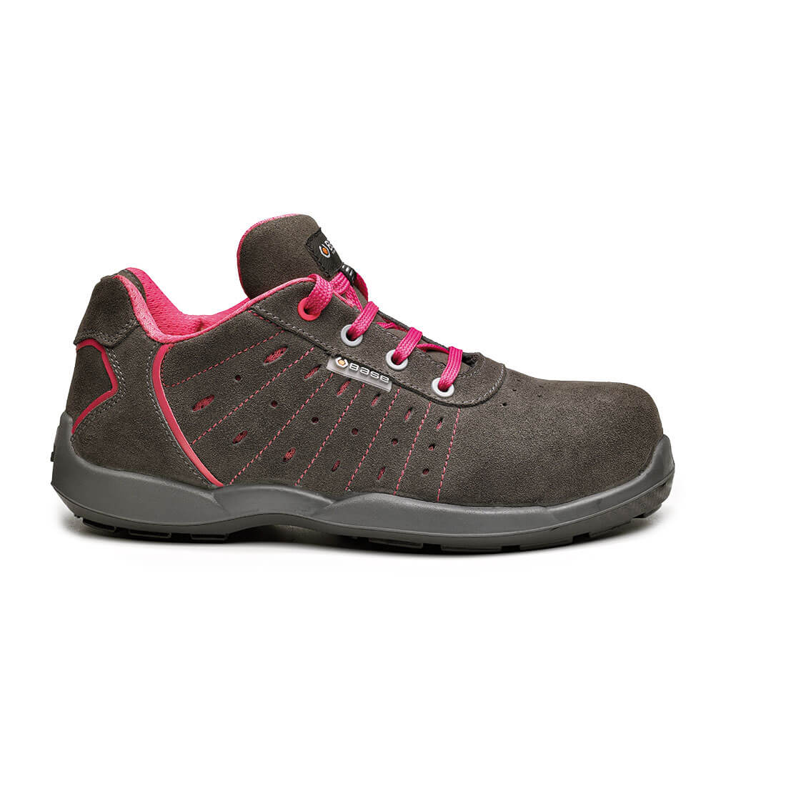 Base Attitude Toe Cap Work Safety Shoes Grey/Fuchsia 1#colour_grey-fuchsia