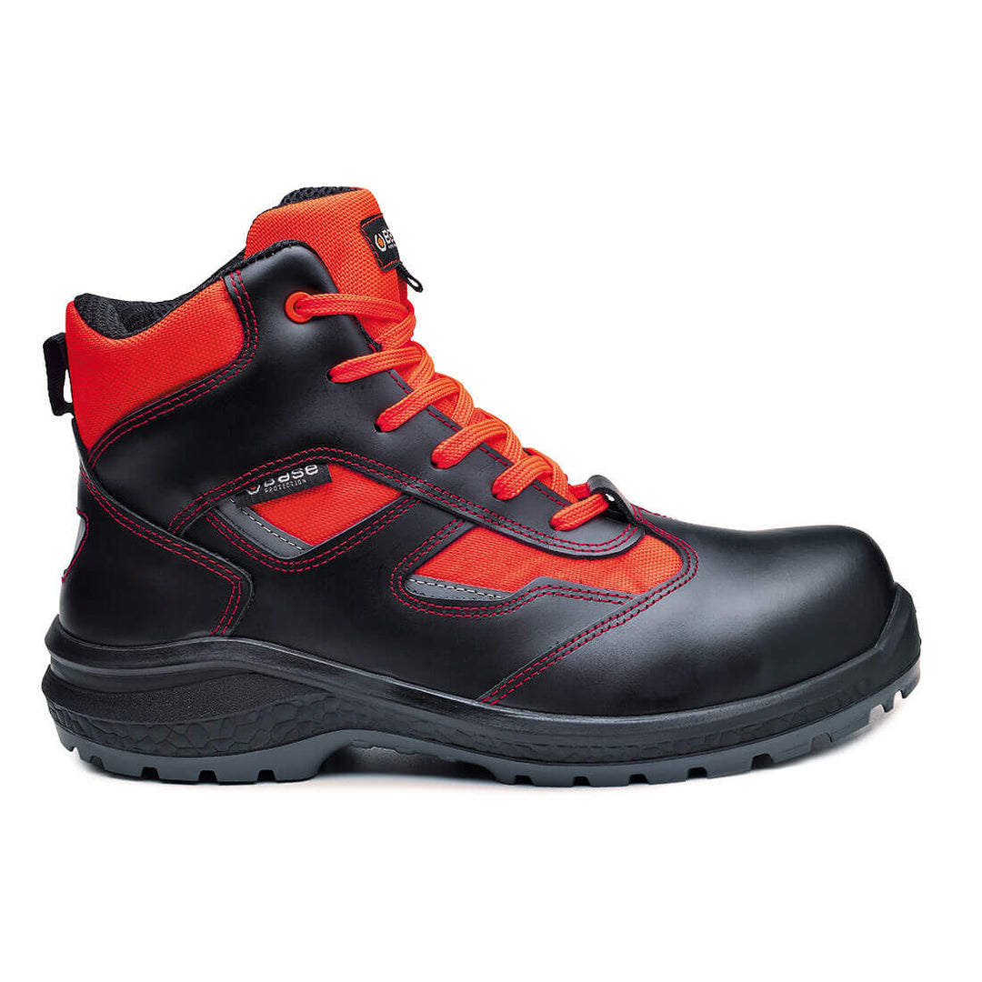 Base Be-Flashy Toe Cap Work Safety Boots Black/Red 1#colour_black-red