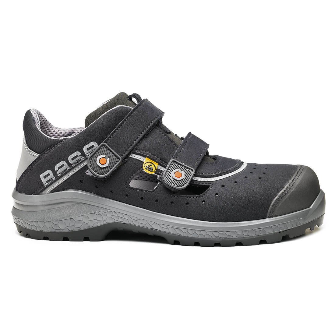 Base Be-Fresh Toe Cap Work Safety Sandals Black/Grey 1#colour_black-grey