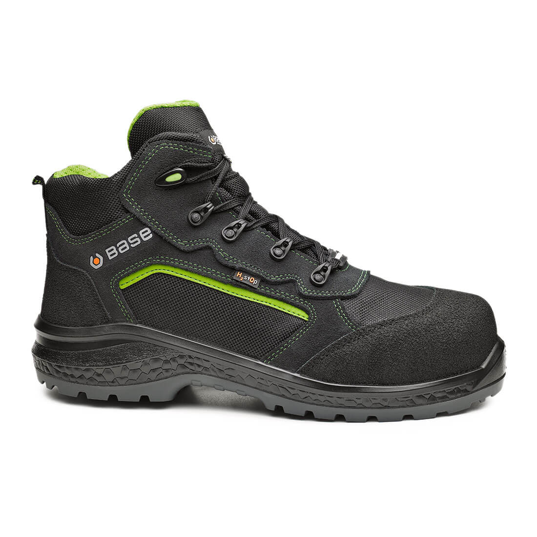 Base Be-Powerful Top Toe Cap Work Safety Shoes Black/Green 1#colour_black-green