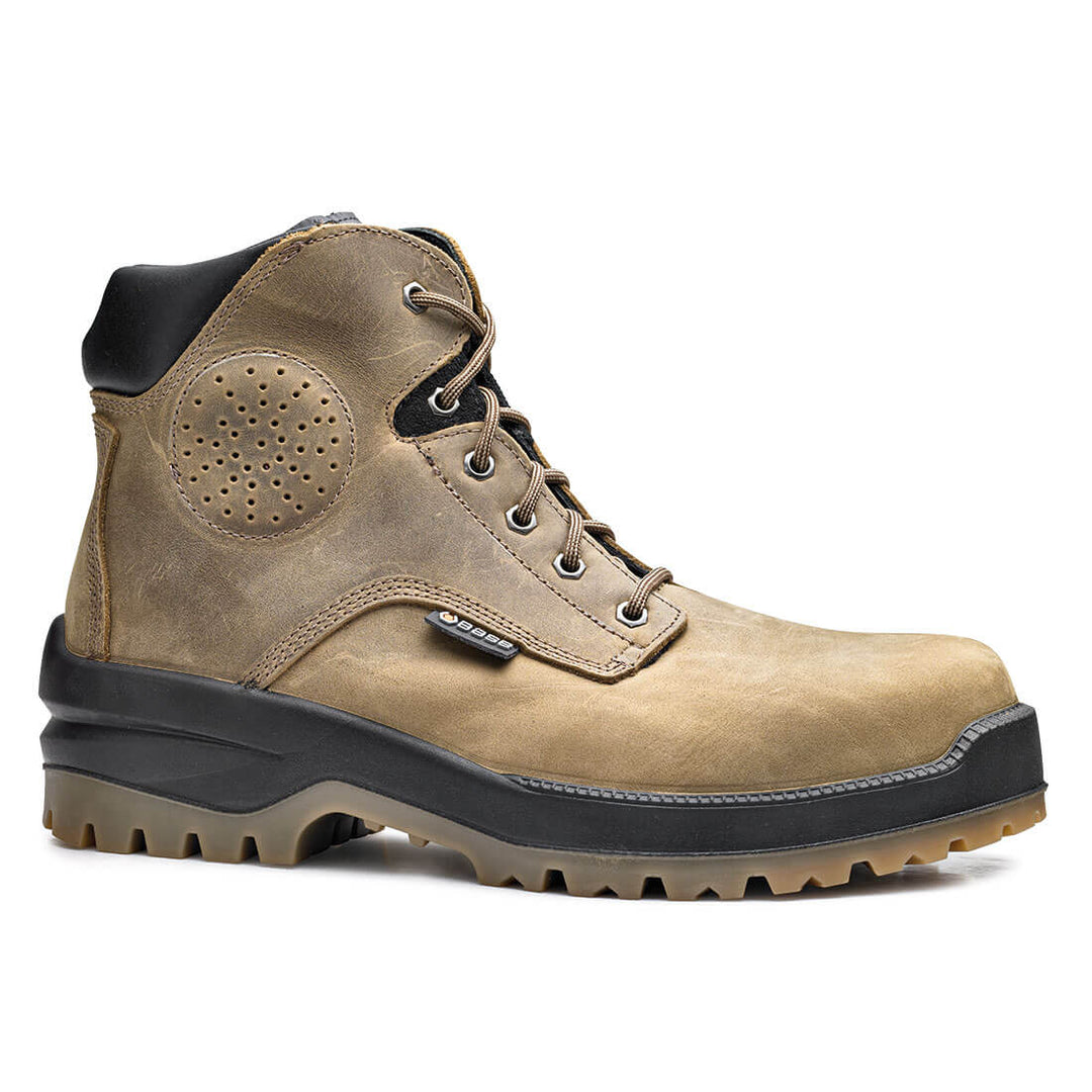 Base Buffalo Top Toe Cap Work Safety Boots Brown 1#colour_brown