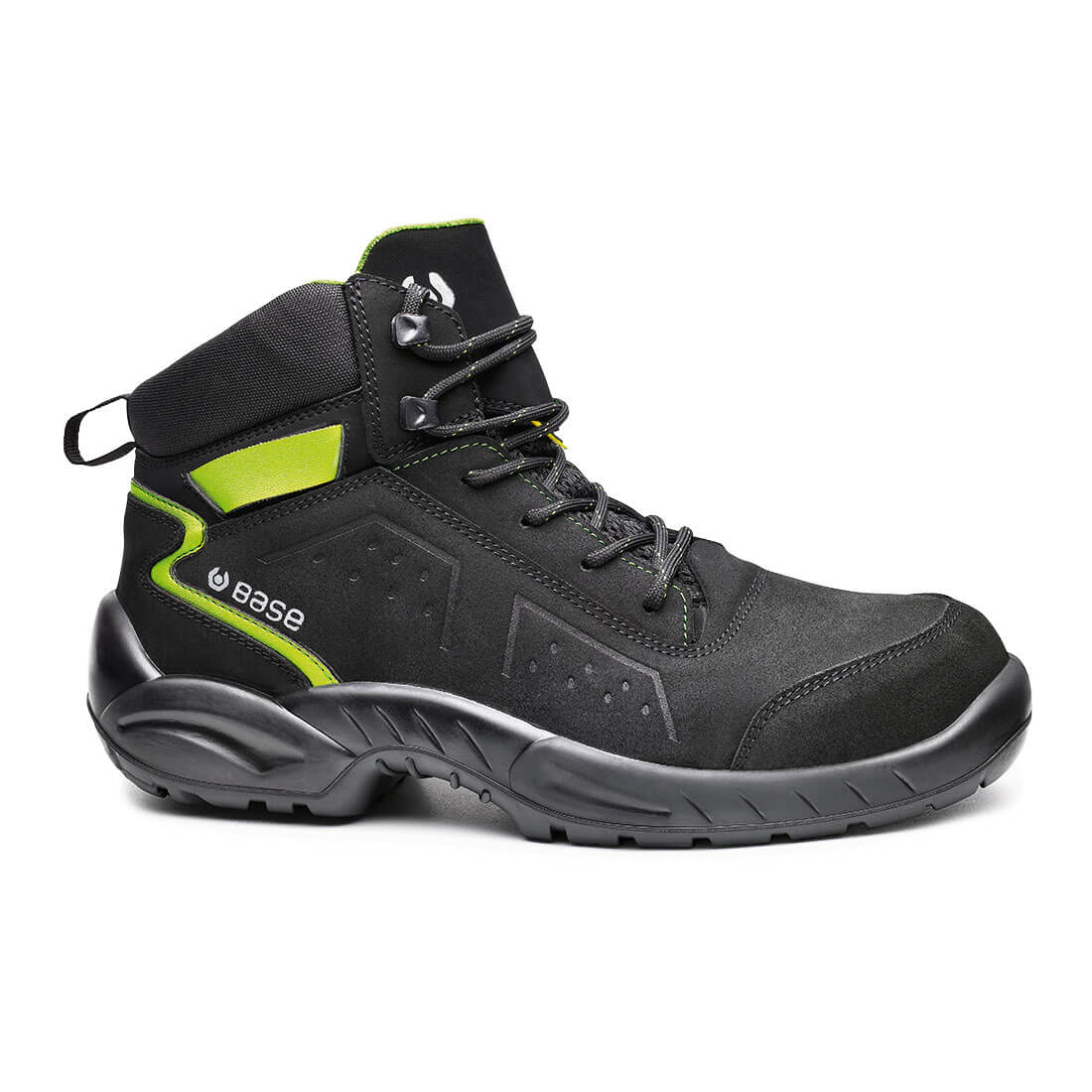 Base Chester Top ESD Toe Cap Work Safety Shoes Black/Green 1#colour_black-green