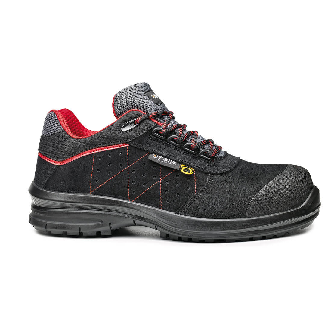 Base Cursa Toe Cap Work Safety Shoes Black/Red 1#colour_black-red