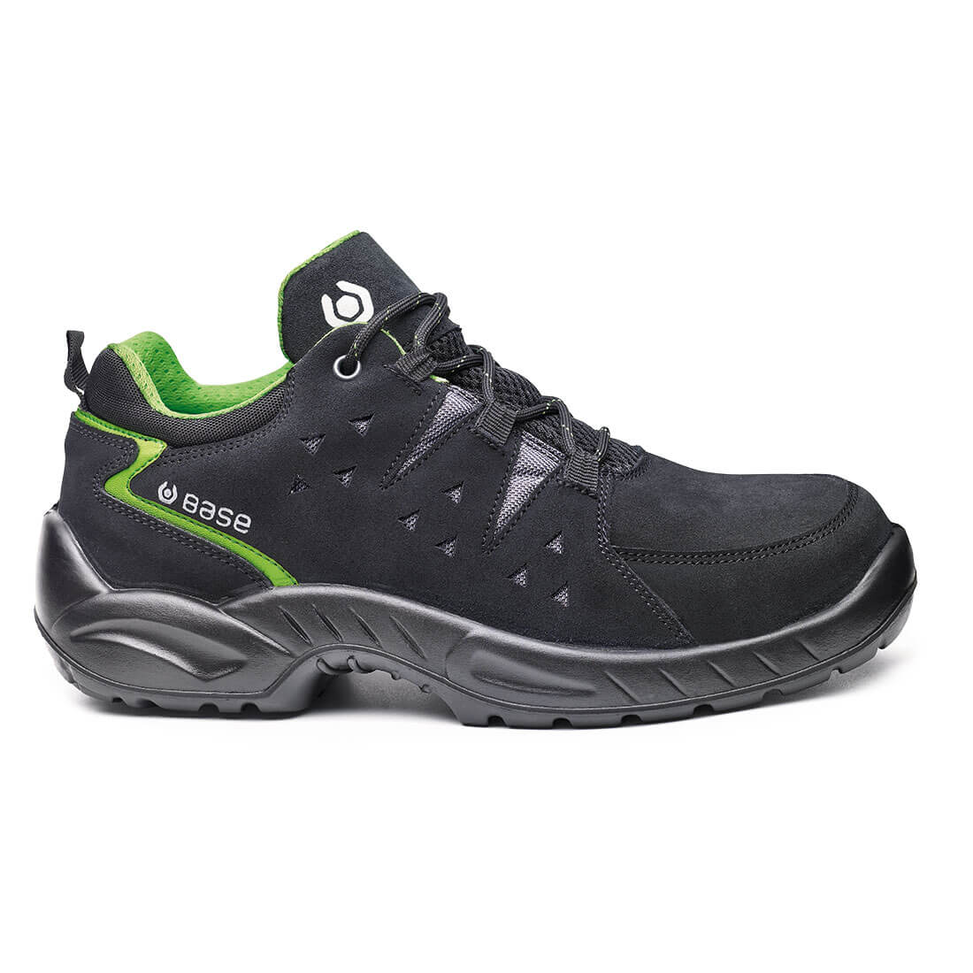 Base Harlem Toe Cap Work Safety Shoes Black/Green 1#colour_black-green