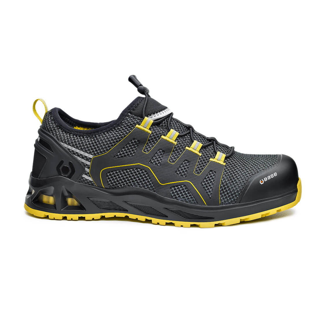 Base K-Balance Toe Cap Work Safety Shoes Black/Yellow 1#colour_black-yellow
