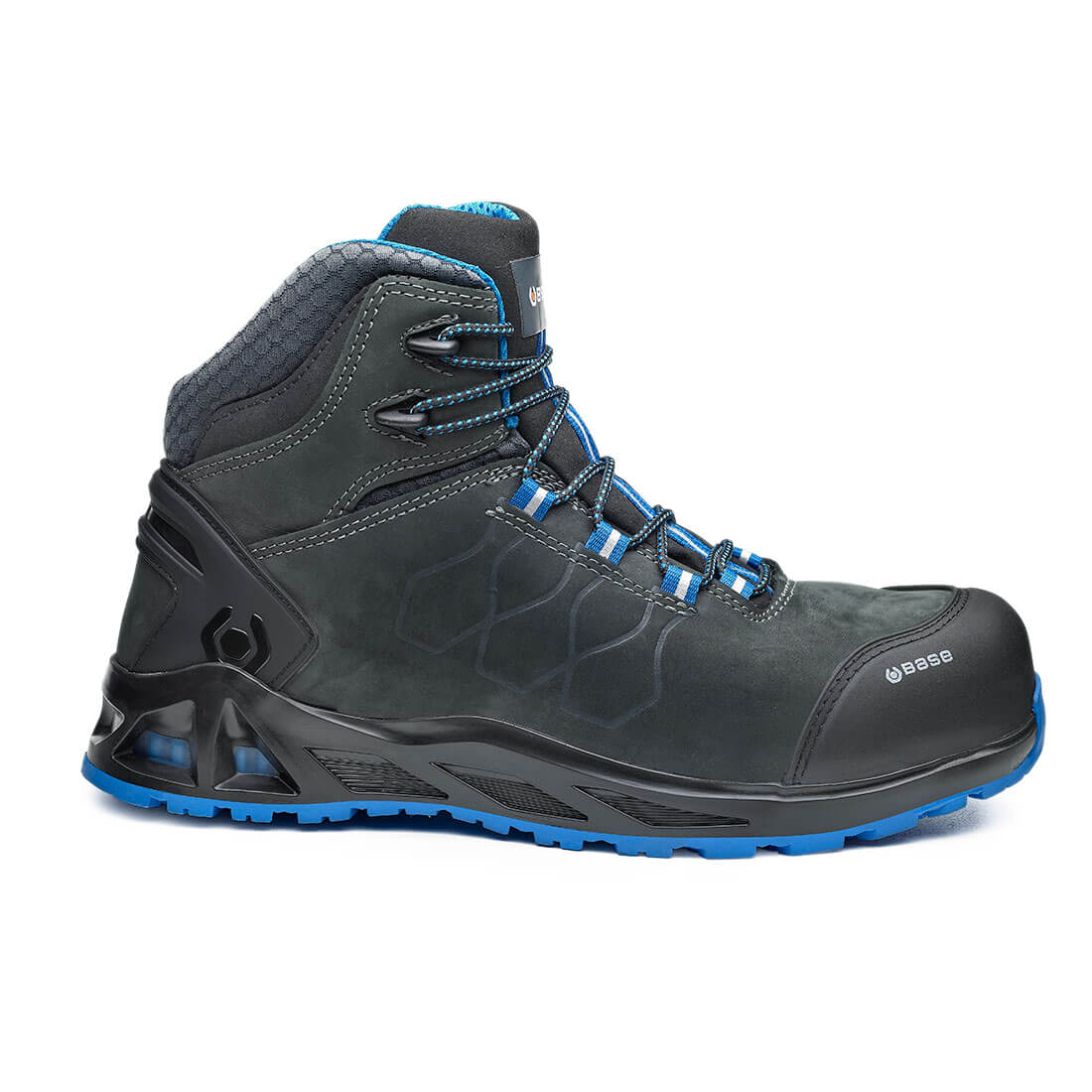 Base K-Road Top Toe Cap Work Safety Boots Grey/Blue 1#colour_grey-blue