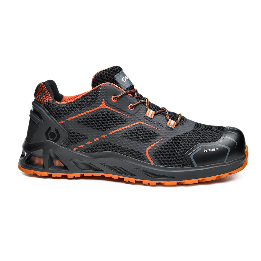 Base K-Step Toe Cap Work Safety Shoes Black/Orange 1#colour_black-orange