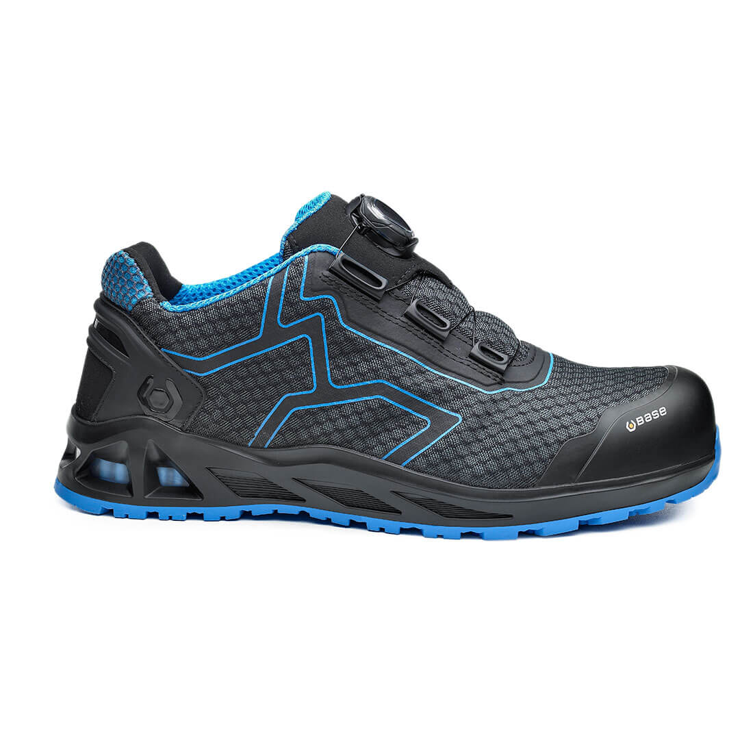 Base K-Trek Toe Cap Work Safety Shoes Black/Blue 1#colour_black-blue