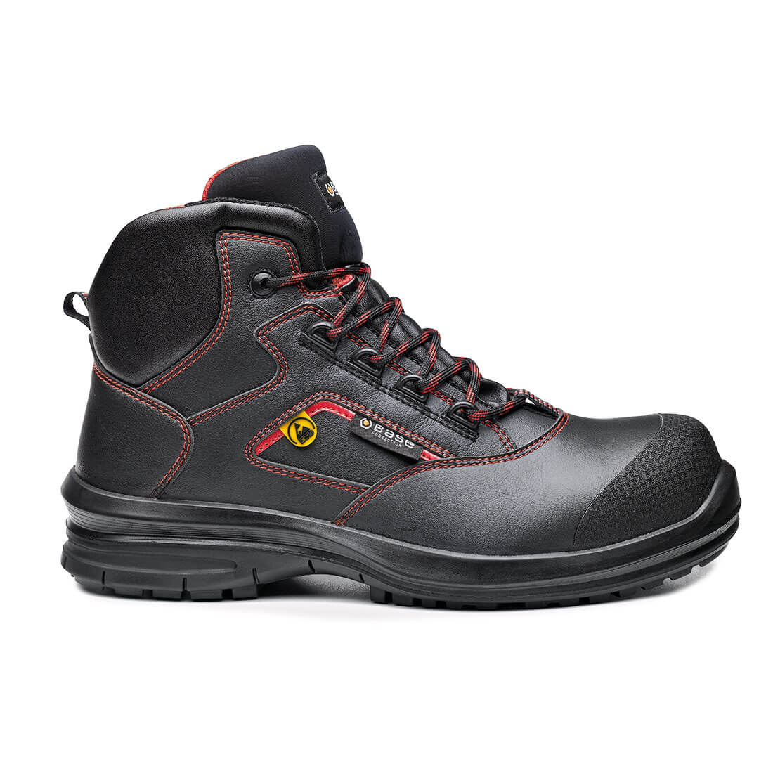 Base Matar Top Toe Cap Work Safety Boots Black/Red 1#colour_black-red