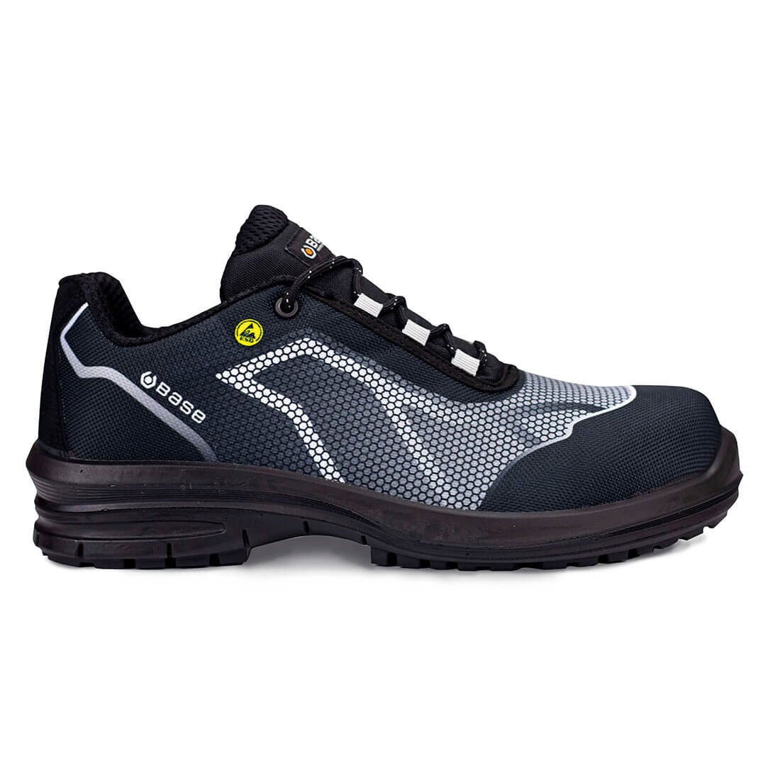 Base Oren ESD S3 Toe Cap Work Safety Shoes Black/Grey 1#colour_black-grey