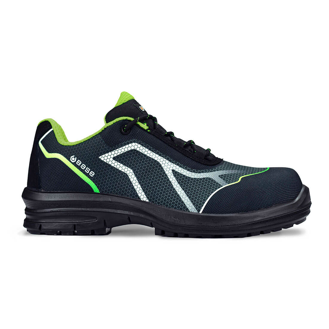 Base Oren S3 Toe Cap Work Safety Shoes Black/Green 1#colour_black-green
