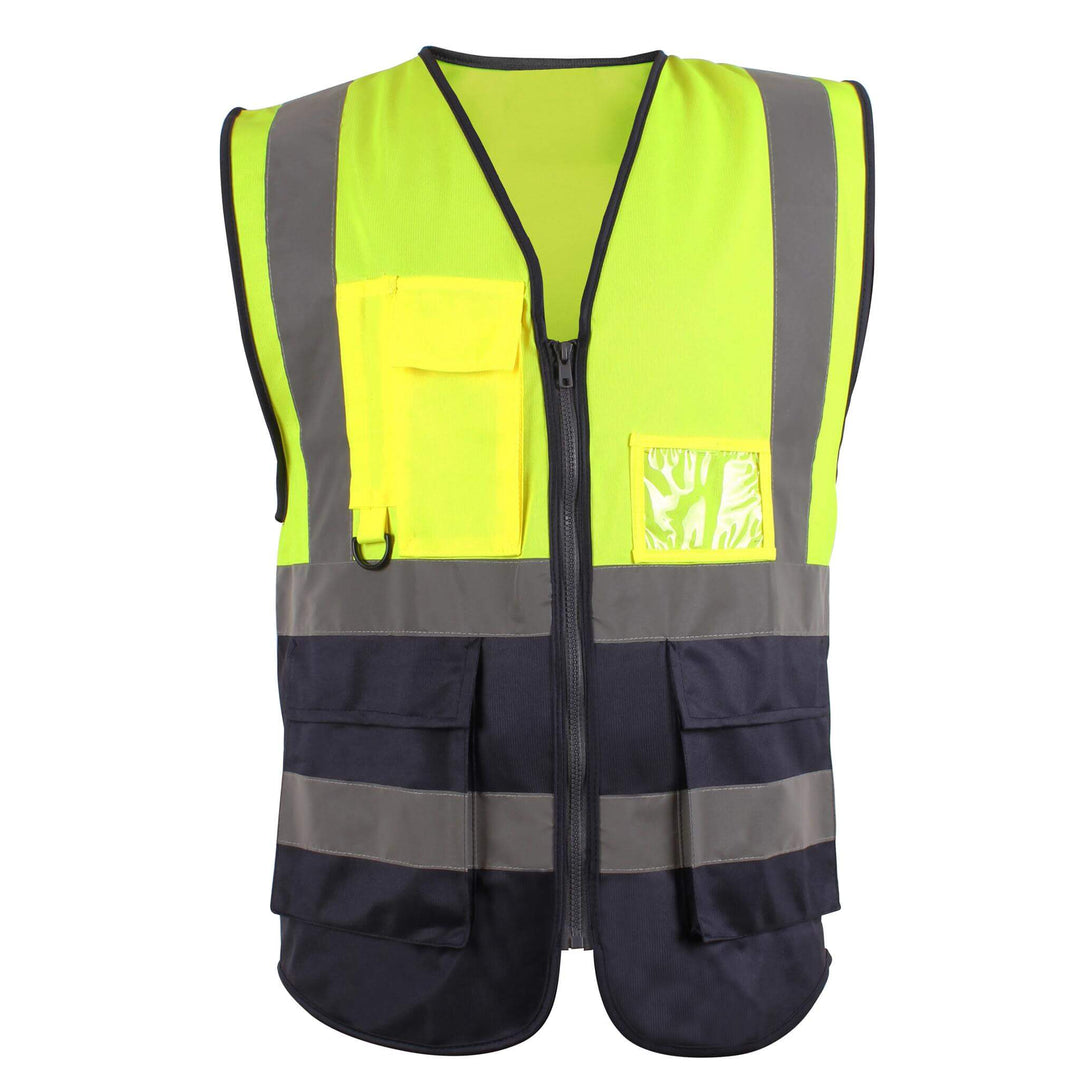 Blackrock Hi-Vis Premium Waistcoat Yellow/Navy Main#colour_yellow-navy