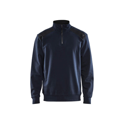 Blaklader 33531158 2-Tone Sweatshirt Half-Zip Dark Navy Blue/Black Main #colour_dark-navy-blue-black