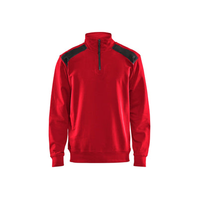 Blaklader 33531158 2-Tone Sweatshirt Half-Zip Red/Black Main #colour_red-black