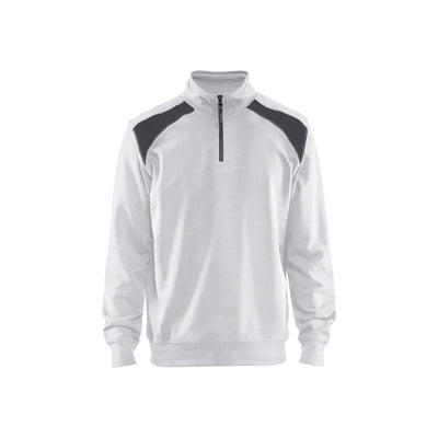 Blaklader 33531158 2-Tone Sweatshirt Half-Zip White/Dark Grey Main #colour_white-dark-grey