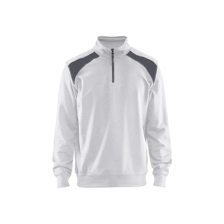 Blaklader 33531158 2-Tone Sweatshirt Half-Zip White/Grey Main #colour_white-grey