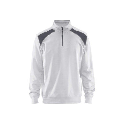 Blaklader 33531158 2-Tone Sweatshirt Half-Zip White/Grey Main #colour_white-grey