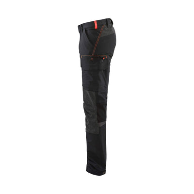 Blaklader 14221645 4-Way-Stretch Trousers Cordura Black/Red Left #colour_black-red