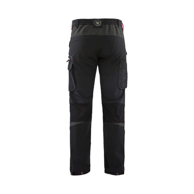 Blaklader 14221645 4-Way-Stretch Trousers Cordura Black/Red Rear #colour_black-red