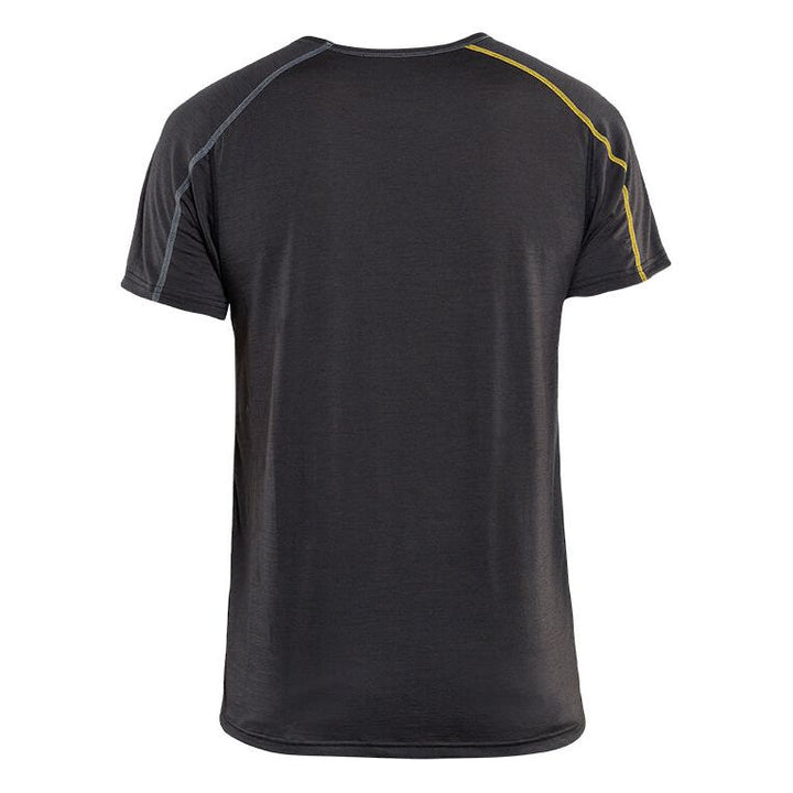 Blaklader 47981734 Baselayer T-Shirt Lightweight Dark Grey/Yellow Rear #colour_dark-grey-yellow