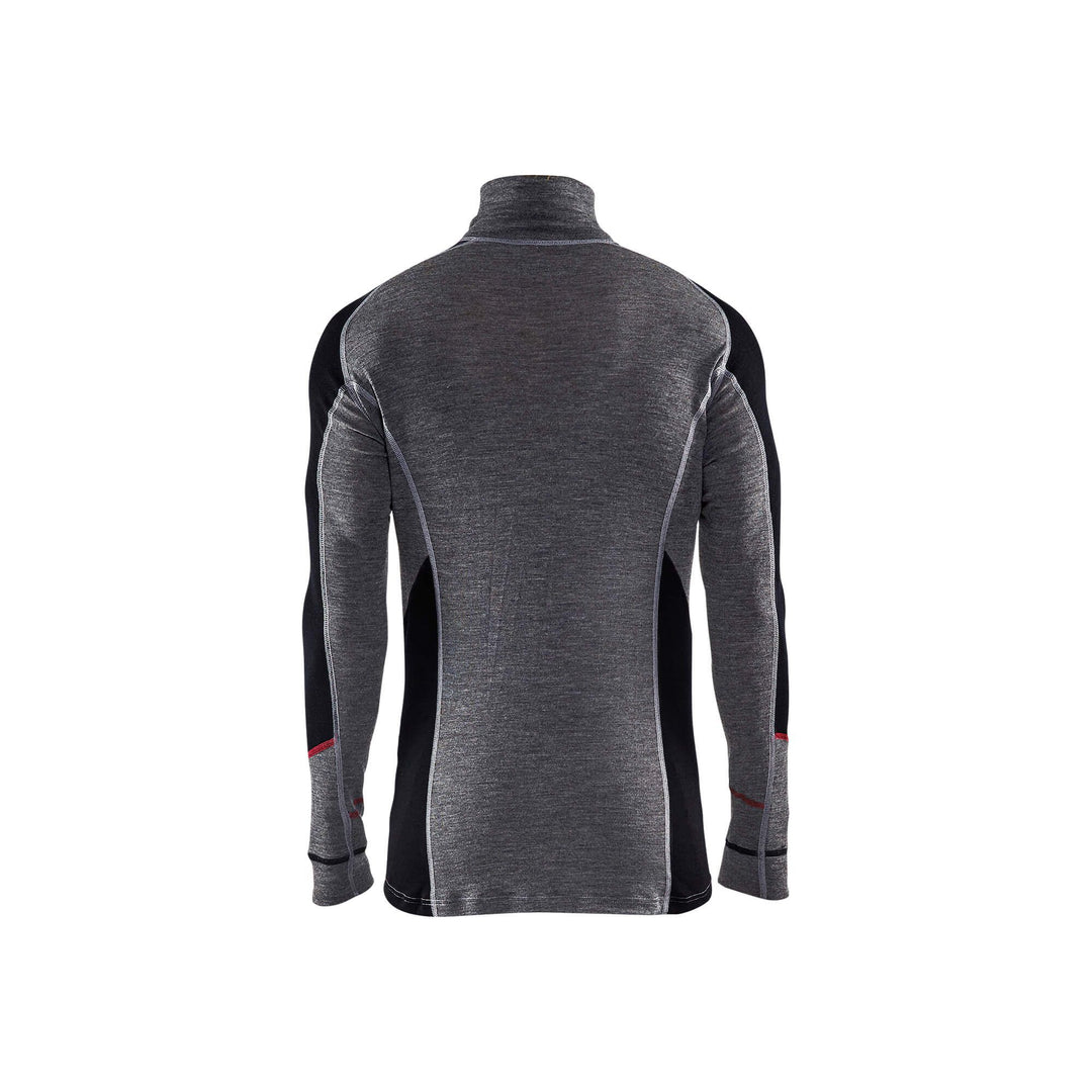 Blaklader 46991736 Baselayer Top Zip-Neck Mid Grey/Black Rear #colour_mid-grey-black