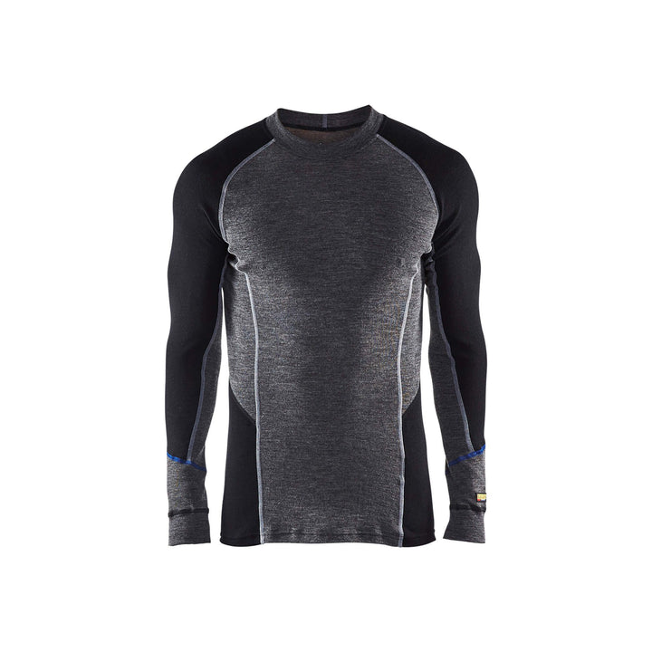 Blaklader 48971732 Baselayer Top Zip-Neck Mid Grey/Black Main #colour_mid-grey-black