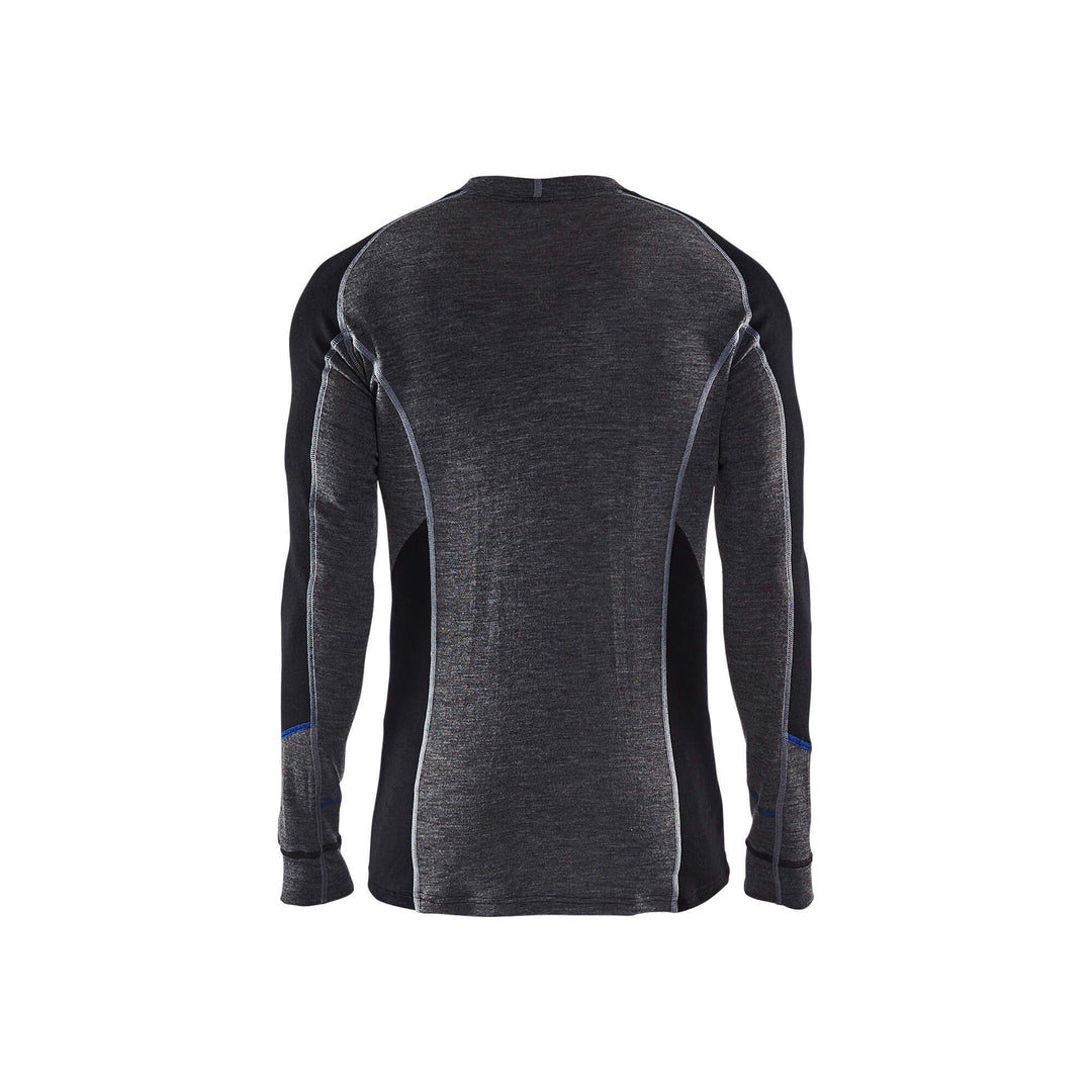 Blaklader 48971732 Baselayer Top Zip-Neck Mid Grey/Black Rear #colour_mid-grey-black