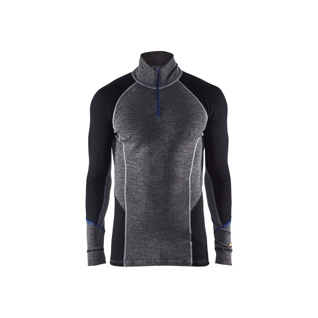 Blaklader 48991732 Baselayer Top Zip-Neck Mid Grey/Black Main #colour_mid-grey-black