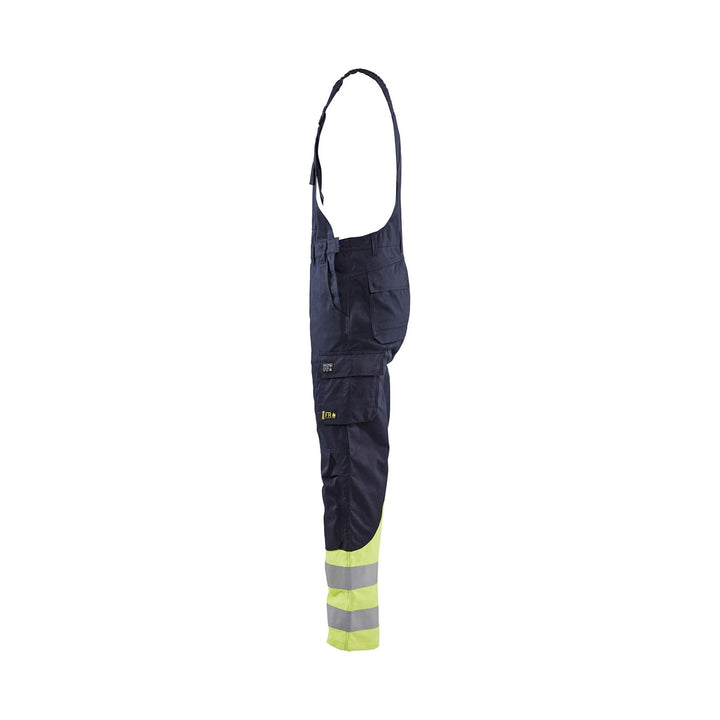 Blaklader 26051519 Bib Trousers Inherent Steel Navy Blue/Hi-Vis Yellow Left #colour_navy-blue-hi-vis-yellow