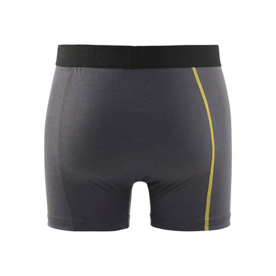 Blaklader 18471734 Boxer Shorts Merino Dark Grey/Yellow Rear #colour_dark-grey-yellow