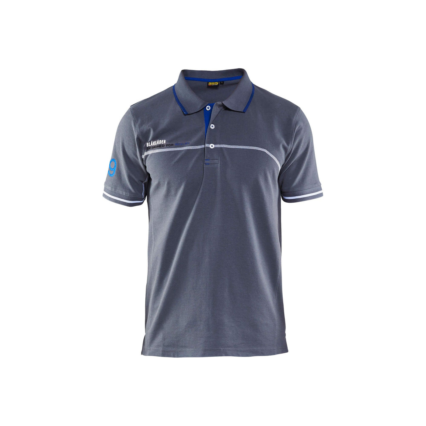 Blaklader 33271050 Branded Polo Shirt Grey/Cornflower Blue Main #colour_grey-cornflower-blue