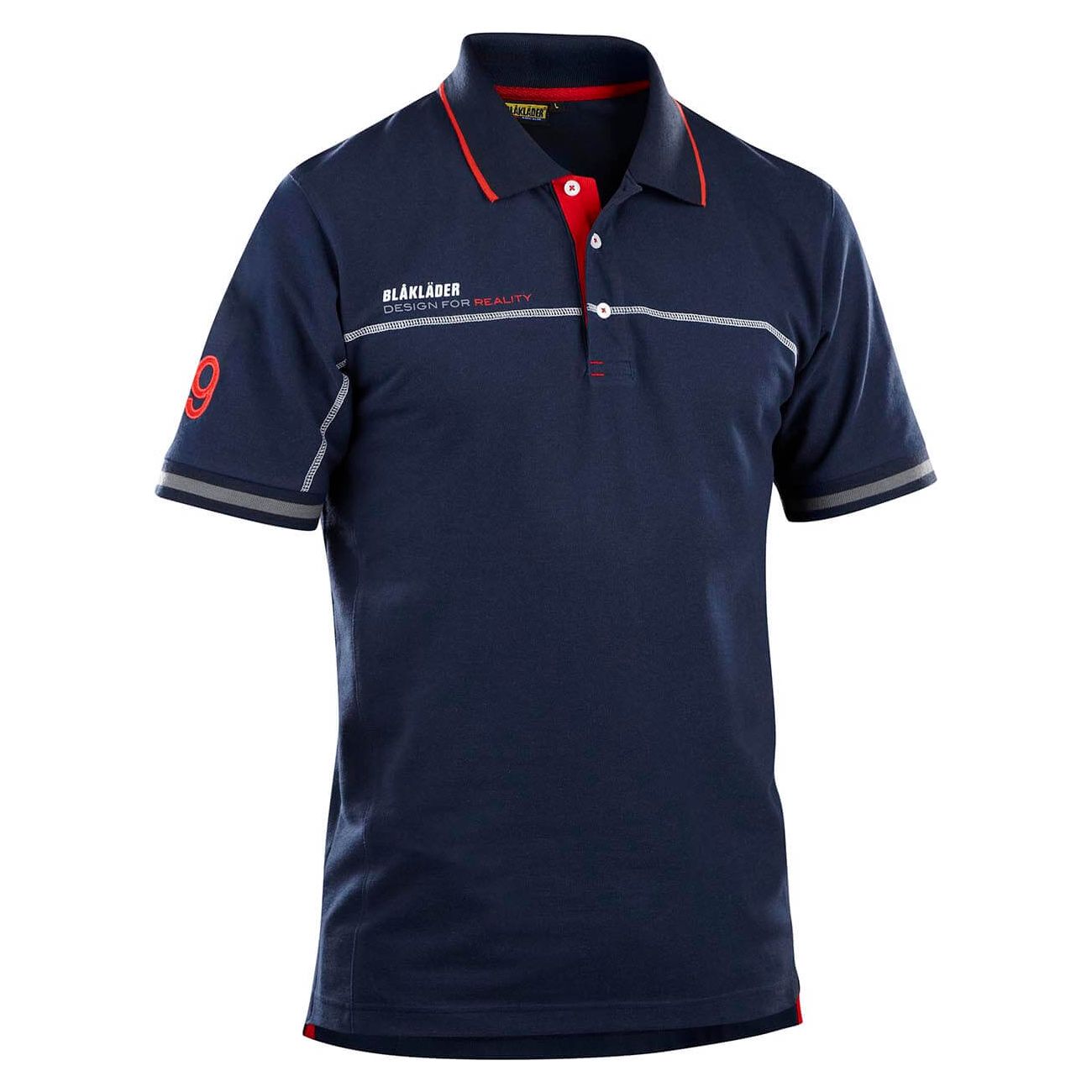 Blaklader 33271050 Branded Polo Shirt Navy Blue/Red Main #colour_navy-blue-red