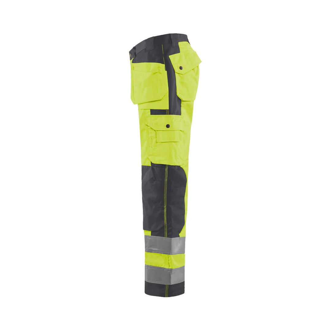 Blaklader 15331860 Craftsman Hi-Vis Trousers Hi-Vis Yellow/Mid Grey Left #colour_hi-vis-yellow-mid-grey