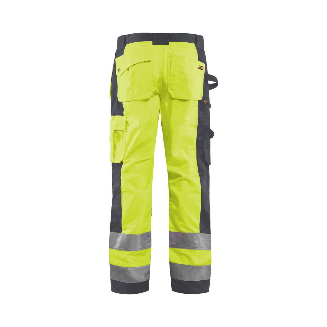 Blaklader 15331860 Craftsman Hi-Vis Trousers Hi-Vis Yellow/Mid Grey Rear #colour_hi-vis-yellow-mid-grey