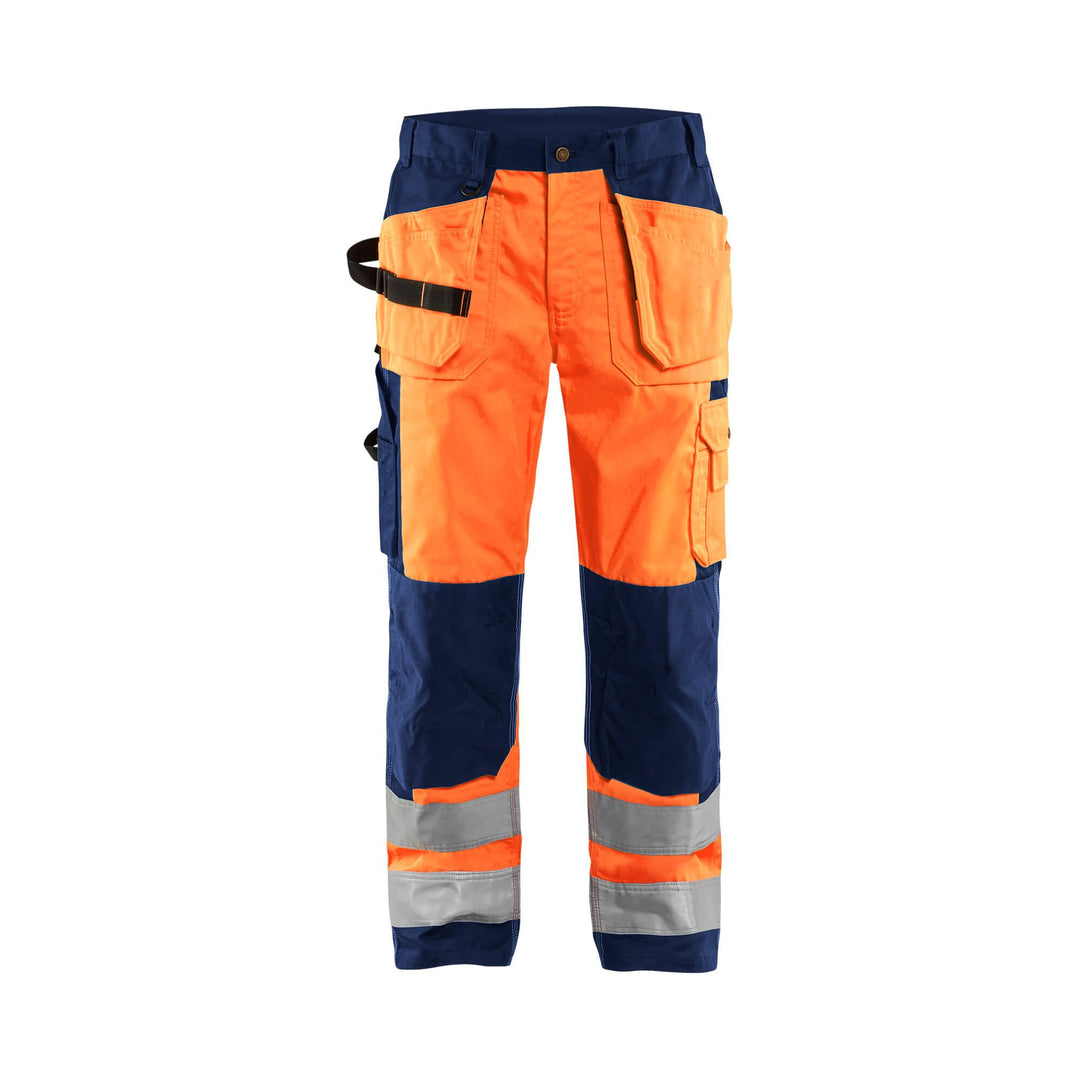 Blaklader 15331860 Craftsman Hi-Vis Trousers Orange/Navy Blue Main #colour_orange-navy-blue