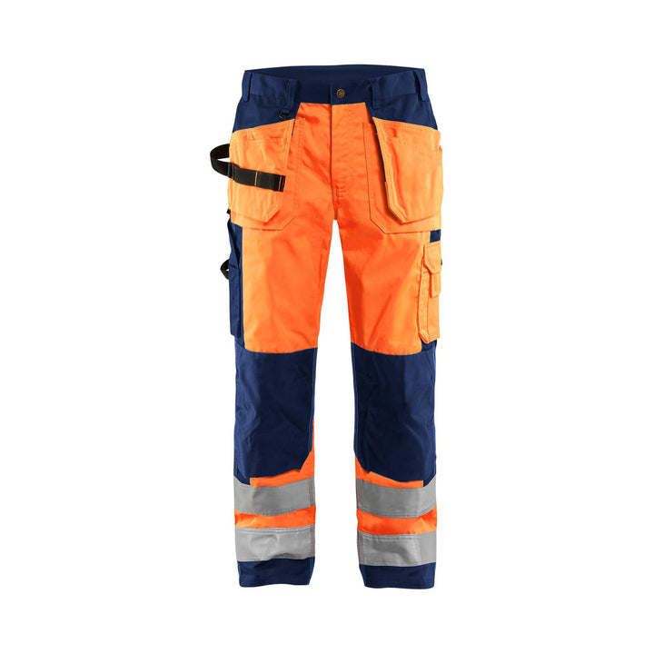 Blaklader 15331860 Craftsman Hi-Vis Trousers Orange/Navy Blue Main #colour_orange-navy-blue