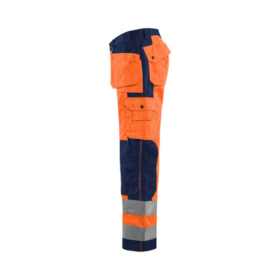 Blaklader 15331860 Craftsman Hi-Vis Trousers Orange/Navy Blue Left #colour_orange-navy-blue