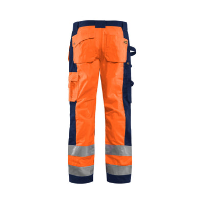 Blaklader 15331860 Craftsman Hi-Vis Trousers Orange/Navy Blue Rear #colour_orange-navy-blue