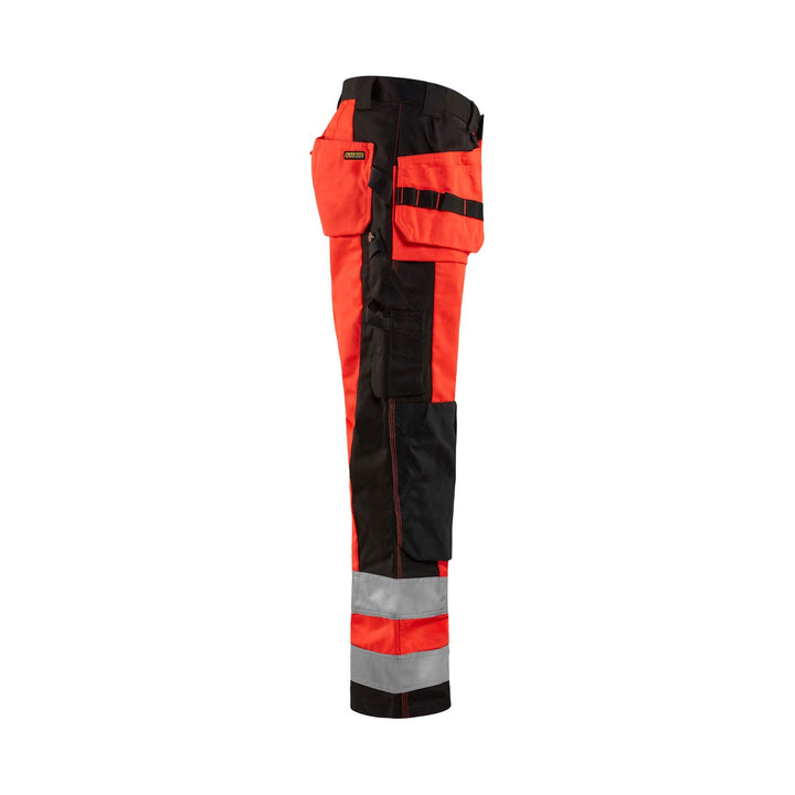 Blaklader 15331860 Craftsman Hi-Vis Trousers Red/Black Right #colour_red-black