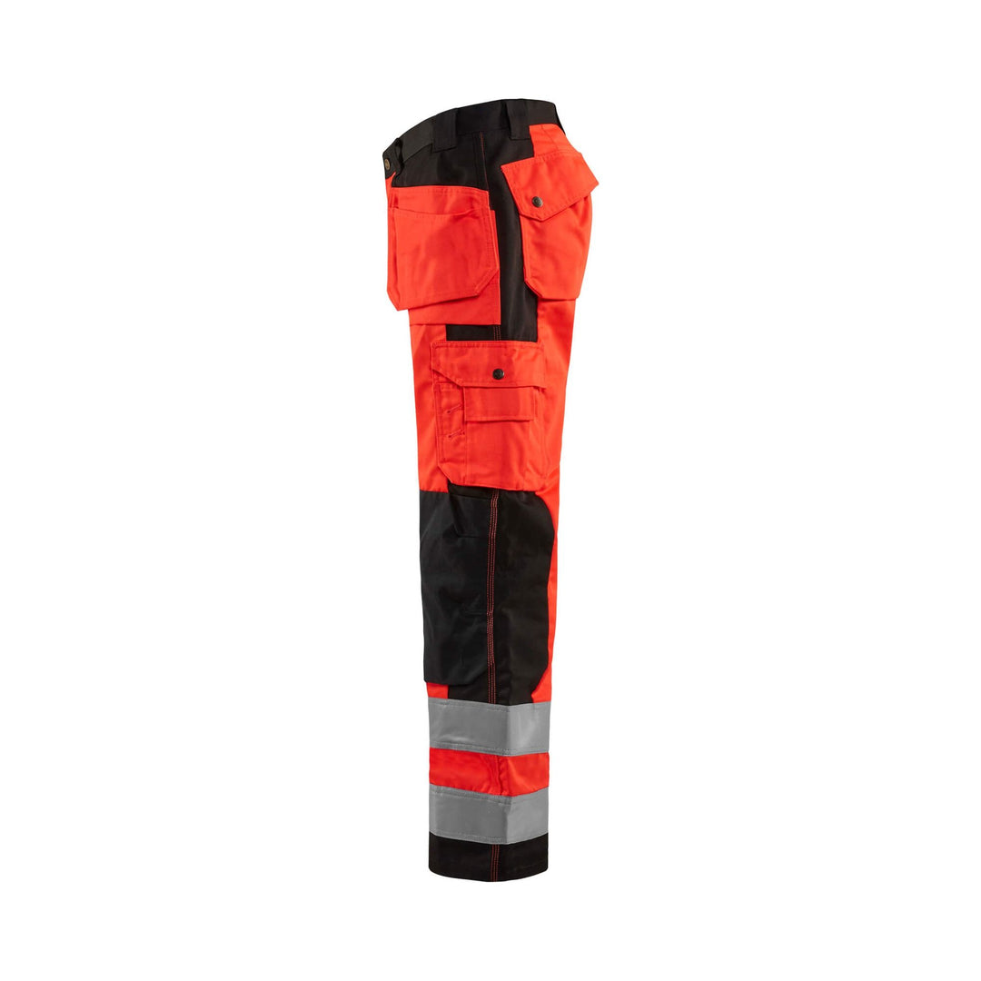 Blaklader 15331860 Craftsman Hi-Vis Trousers Red/Black Left #colour_red-black