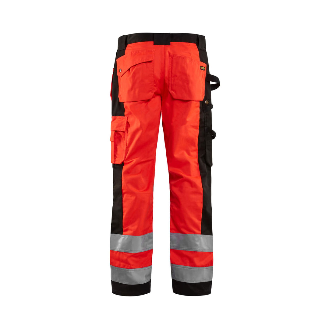 Blaklader 15331860 Craftsman Hi-Vis Trousers Red/Black Rear #colour_red-black