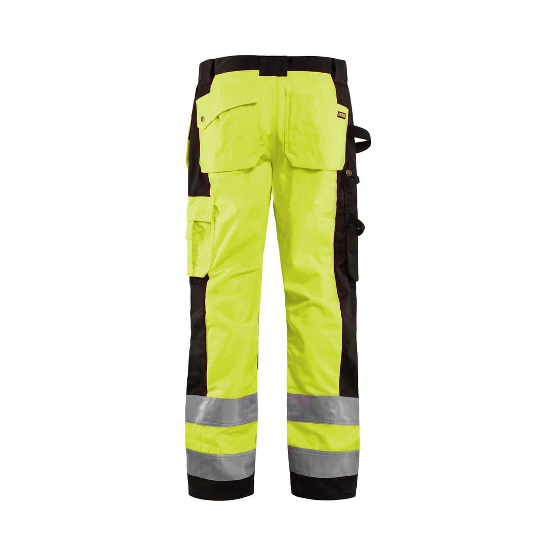 Blaklader 15331860 Craftsman Hi-Vis Trousers Yellow/Black Rear #colour_yellow-black