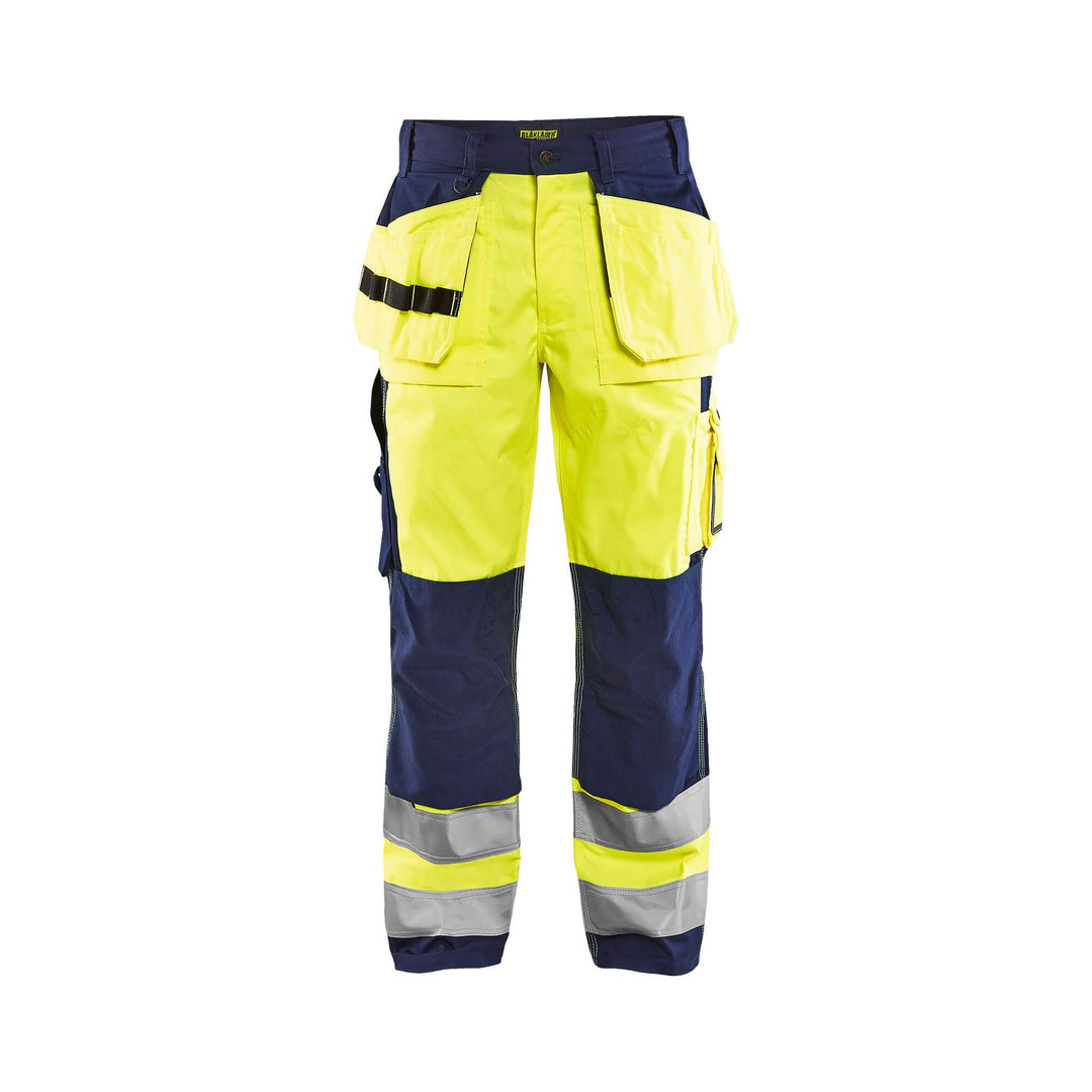 Blaklader 15331860 Craftsman Hi-Vis Trousers Yellow/Navy Blue Main #colour_yellow-navy-blue