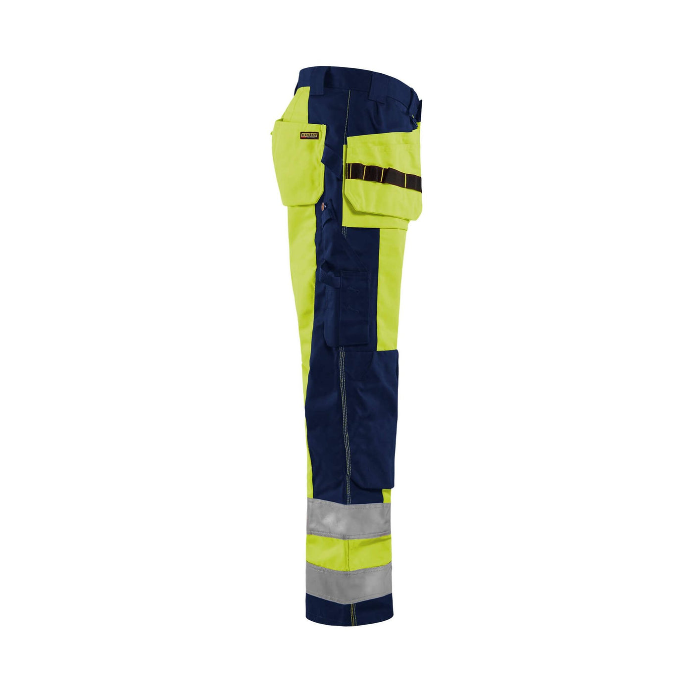 Blaklader 15331860 Craftsman Hi-Vis Trousers Yellow/Navy Blue Right #colour_yellow-navy-blue