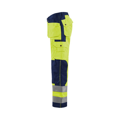 Blaklader 15331860 Craftsman Hi-Vis Trousers Yellow/Navy Blue Left #colour_yellow-navy-blue