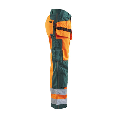 Blaklader 15331860 Craftsman Hi-Vis Trousers Orange/Green Right #colour_orange-green