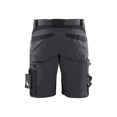 Blaklader 17981860 Craftsman Shorts with Stretch Mid Grey/Black Rear #colour_mid-grey-black