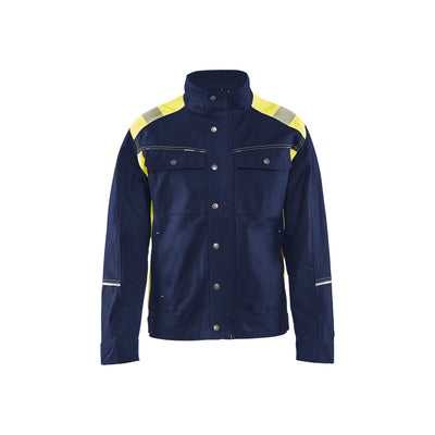 Blaklader 40951370 Craftsman Summer Jacket Navy Blue/Hi-Vis Yellow Main #colour_navy-blue-yellow